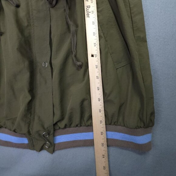 Free People Jacket Womens S - M Green Drawstring High Collar Zip Snap Boho Coat - Picture 10 of 12